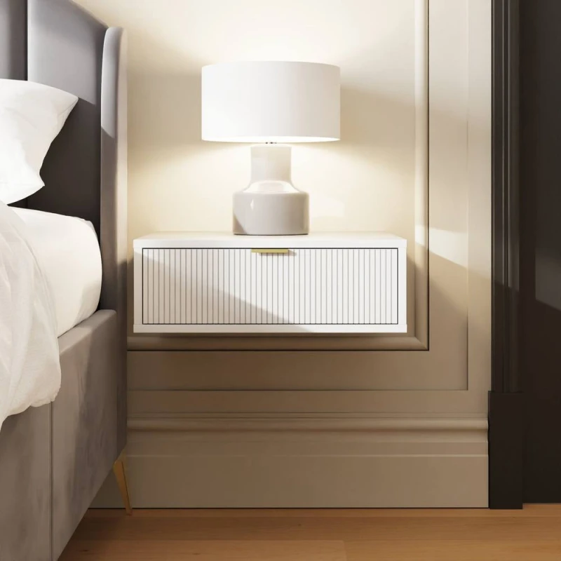 Image of GFW Sienna Wall Mounted Pair Of Bedside Tables in White White Unisex