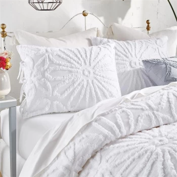 image of Peri Home Chenille Medallion Pillow Case Std White - WHITE