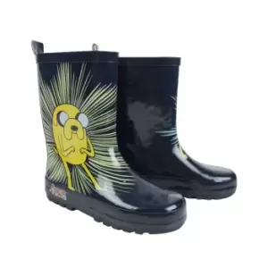 image of Adventure Time Boys Jake And Finn Rubber Wellington Boots (1 UK) (Navy/Yellow)