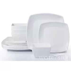 image of The Waterside 12 Piece Square Melamine Dinner Set White