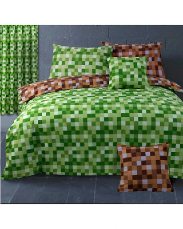 Image of Velosso Green Checkered Duvet Cover And Pillowcase Set Single