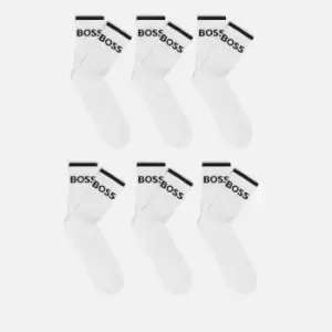 image of BOSS Bodywear Six-Pack Striped Cotton-Blend Socks - EU 43 - EU 46