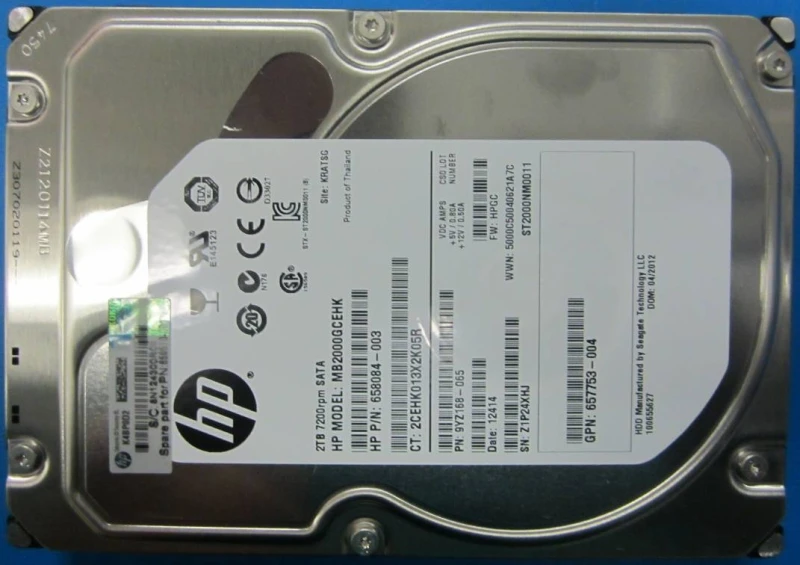Image of HPE 2TB non-hot-plug SATA HDD internal hard drive 7200 RPM 3.5" S