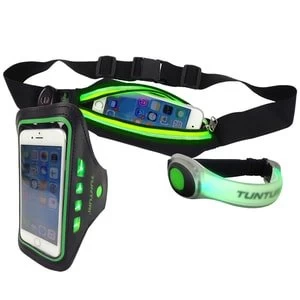 image of Tunturi LED Running Belt Waistband and Armband Set - Green