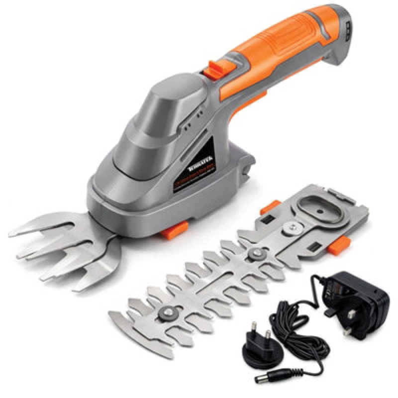 Image of Terratek Hand Held Cordless Hedge Trimmer 2 In 1 Topiary Shears Li Ion Battery 7.2V