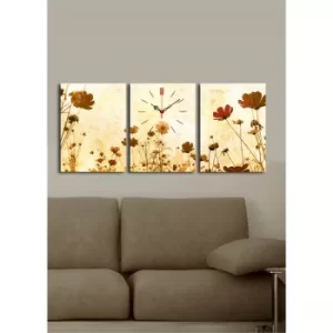 3P3040CS-55 Multicolor Decorative Canvas Wall Clock (3 Pieces)