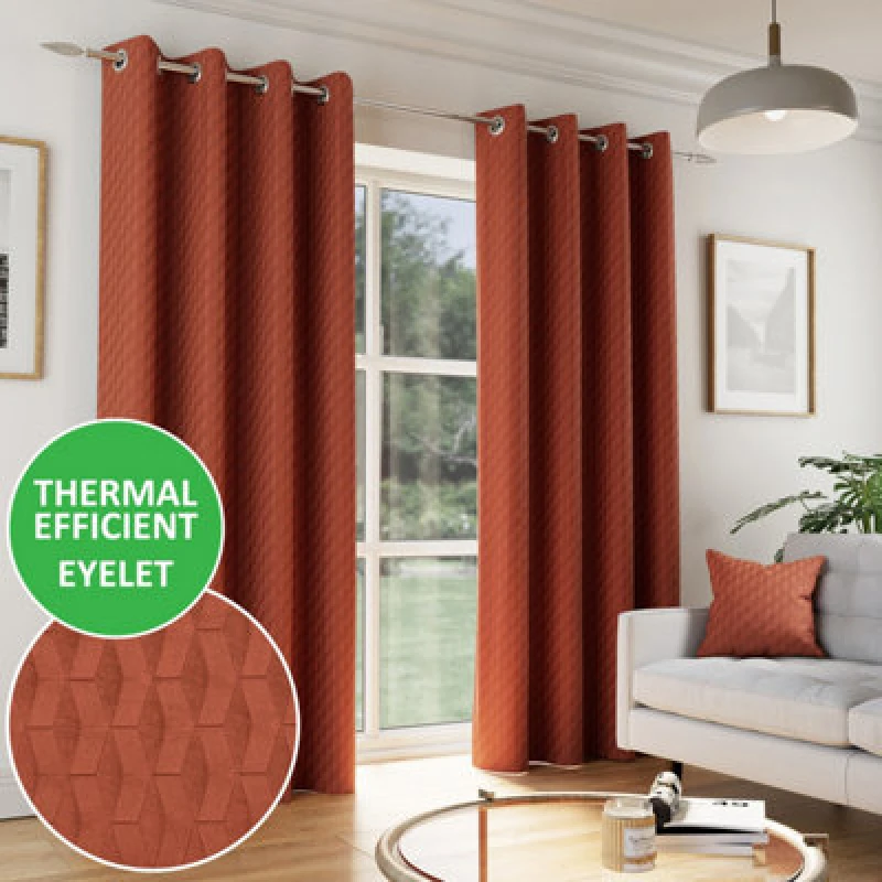 Image of Enhanced Living Tokyo Room Darkening Velvet Eyelet Curtains Curtains 46x54 Orange 38106412001