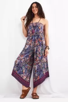 Image of Boho Border Print Wide Leg Bandeau Jumpsuit