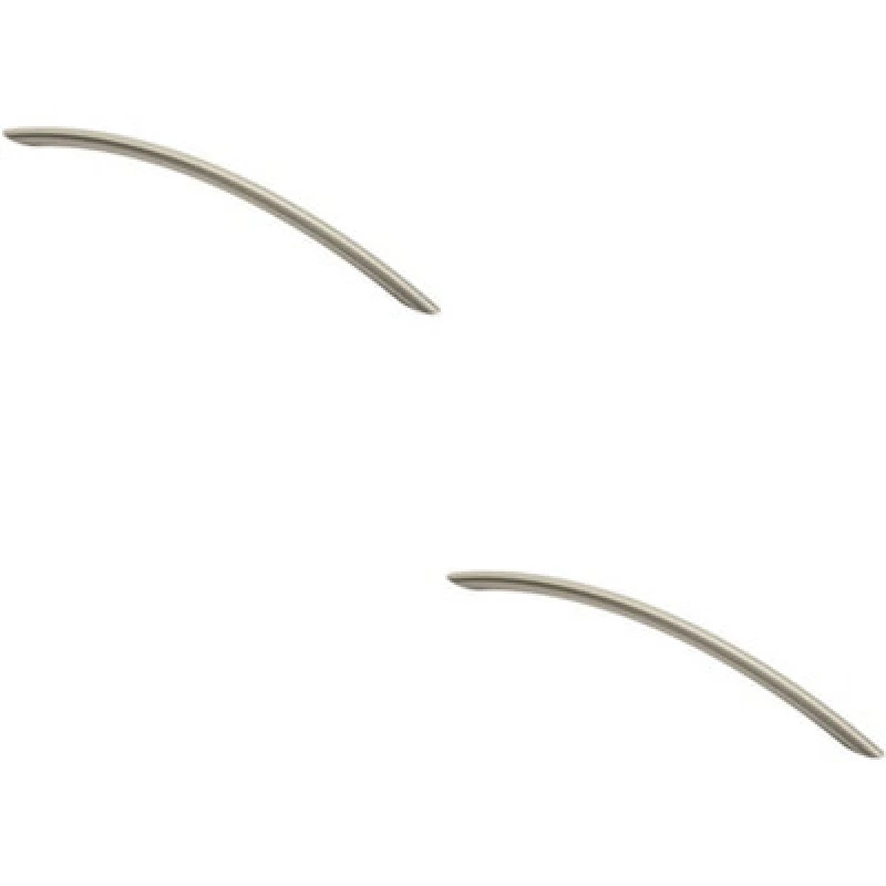 Image of Loops 2x Curved Bow Cabinet Pull Handle 256 x 10mm 224mm Fixing Centres Satin Nickel Metallics unisex
