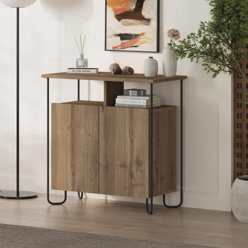 Image of FWStyle FWStyle 2 Door Dark Oak Sideboard Storage Unit in Brown Brown One Size Unisex 8683628019580