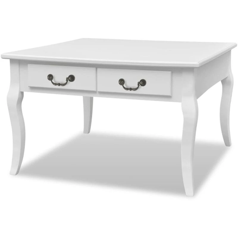 Image of vidaXL Coffee Table with 4 Drawers White Living Room Furniture Telephone Stand