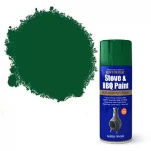 image of Rust-Oleum Stove & Bbq Green Matt Multi Surface Spray Paint, 400Ml