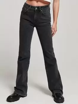 Image of Superdry Vintage Mid Rise Slim Flare - Black, Size 26, Inside Leg 32, Women