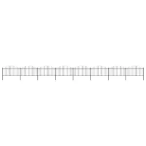 Image of Vidaxl Garden Fence With Spear Top Steel (1.25-1.5)x13.6 M Black