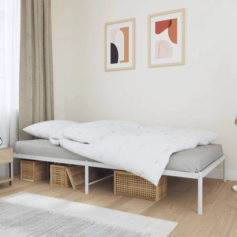 Image of Vidaxl Metal Bed Frame White 100X200 Cm, White 350908