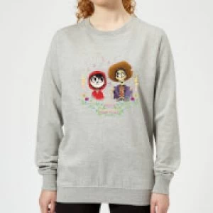 image of Coco Miguel And Hector Womens Sweatshirt - Grey - L