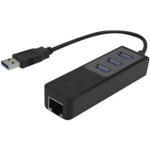 image of EXC USB3 Ethernet Adapter And 3 Port USB Hub 8EX310734