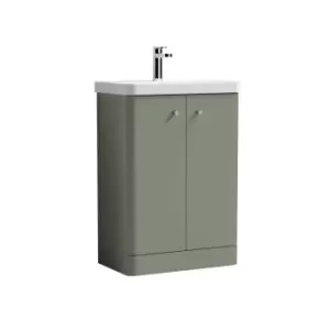 image of Nuie Core 600 Floor Standing 2-door Unit & Basin - Satin Green