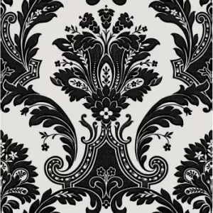 image of Belgravia Decor Amara Damask Black/White Wallpaper