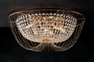 Image of Vienna Crystal K9 Flush Ceiling Light, Gold, E14