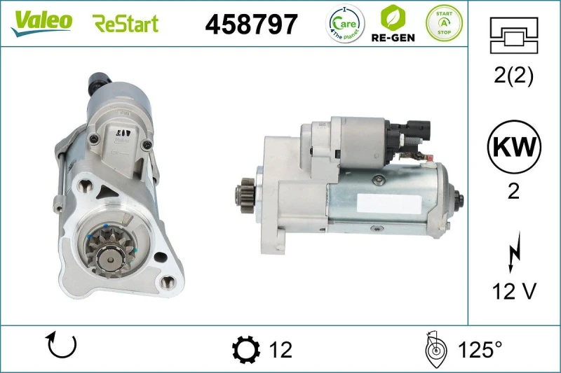 Image of VALEO 458797 Starter motor VALEO RE-GEN REMANUFACTURED STOP&START 2kW, 12V Starter (2)