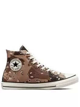 Image of Converse Chuck Taylor All Star Camo Canvas Hi Top Plimsolls - Khaki/Brown, Khaki Brown, Size 7, Men
