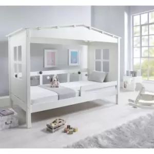 Image of Mento Wooden Treehouse Bed White With Spring Mattress