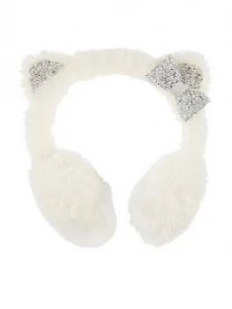 image of Monsoon Girls Sparkle Dazzle Cat Earmuffs - Ivory