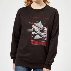 Image of Friday the 13th Axe Attack Retro Poster Womens Sweatshirt - Black - 5XL