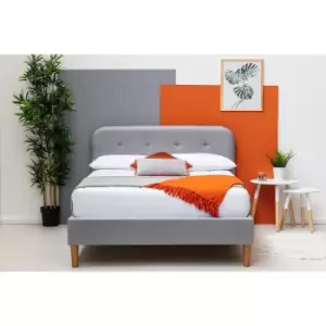 Image of Crazy Price Beds Bisham Light Grey Fabric King Bed