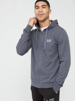 Image of Emporio Armani EA7 Core ID Logo Zip Through Hoodie Iron Gate Grey Size XL Men