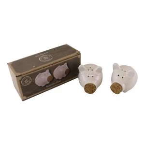 image of Salt & Pepper Condiment Set, Pigs with Cork Stoppers