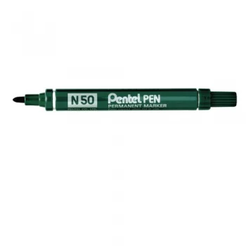 image of Pentel N50 D 2.2mm Bonded Fibre Bullet Tip Permanent Marker Green Pack of 12