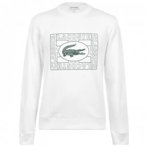 image of Lacoste Text Crew Sweater - White