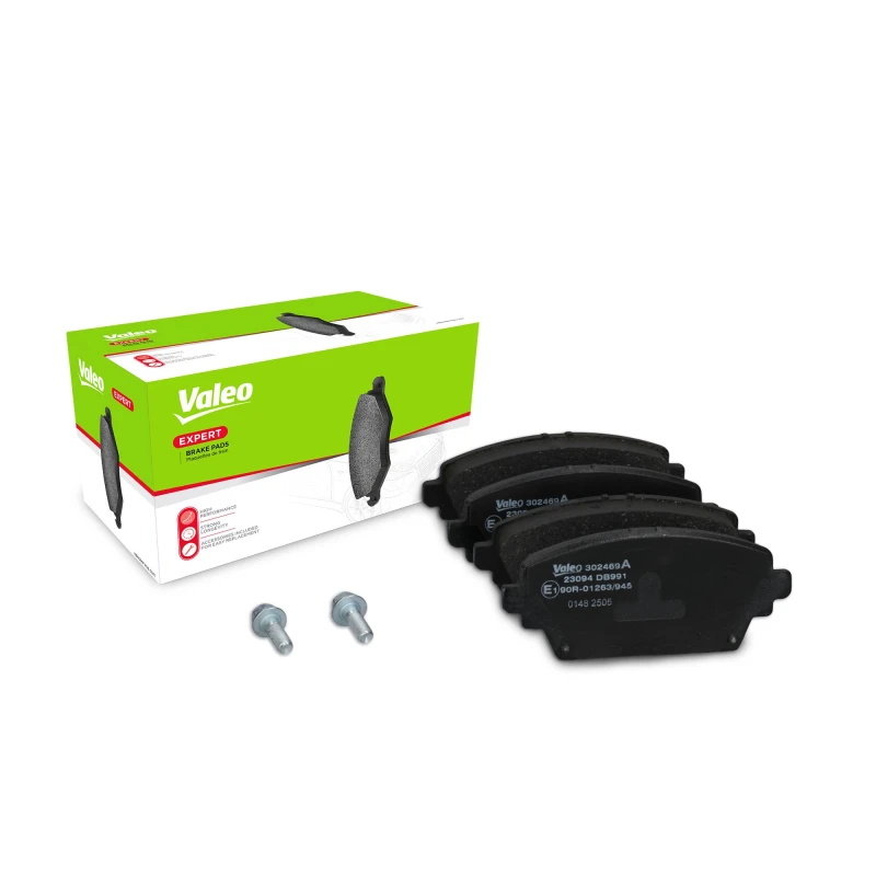 Image of VALEO 302469A Brake pad set EXPERT Front Axle, excl. wear warning contact, with anti-squeak plate Brake Pad Set,disc brake (402)