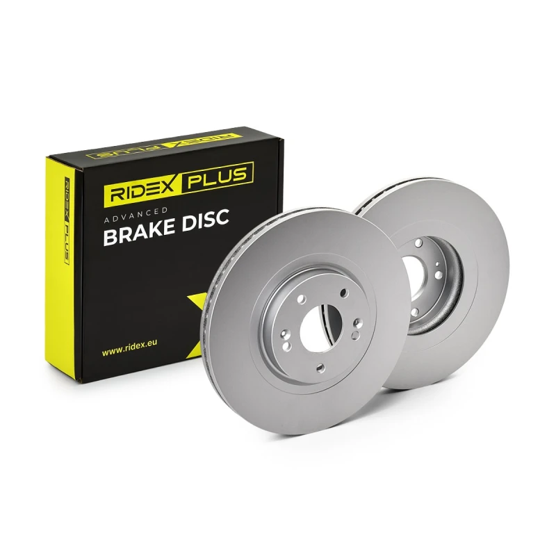 Image of RIDEX PLUS 82B0842P Brake disc Front Axle, Vented, Grey Cast Iron, Coated, High-carbon, with bolts/screws Grey Cast Iron Brake Disc (82)