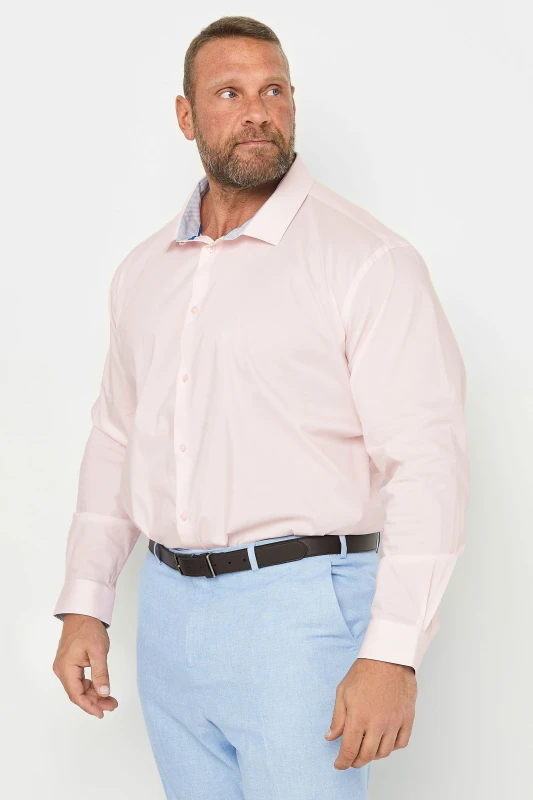 Image of BadRhino BadRhino Men Formal Long Sleeve Shirt in Pink Pink One Size Male 5063111252879