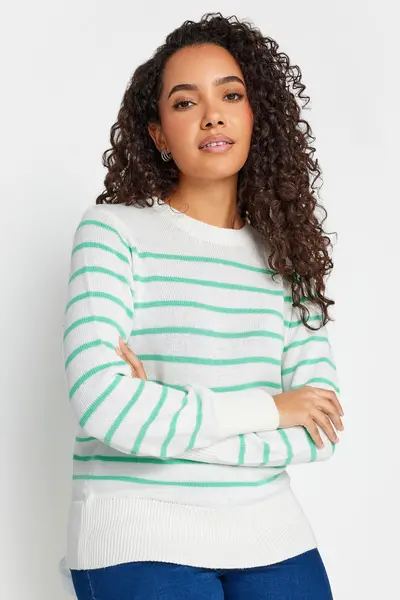 M&Co Stripe Crew Neck Jumper Green