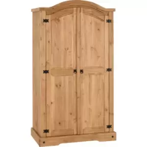 image of Corona 2 Door Wardrobe in Distressed Waxed Pine