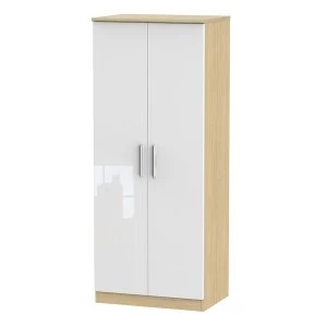 Image of Robert Dyas Kirkhill Ready Assembled 2-Door Wardrobe -White Pine