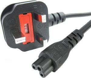 Image of StarTech 1m Laptop Power Cord 3 Slot For UK Bs 1363 To C5 Clover Leaf Power Cable Lead