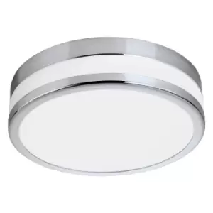 Image of Wall Flush Ceiling Light Chrome White Painted Satin Glass Shade Bulb LED 11W