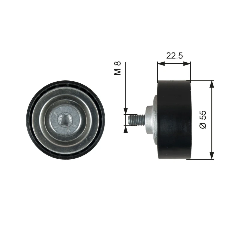 Image of GATES Deflection / guide pulley, V-ribbed belt GATES T36767