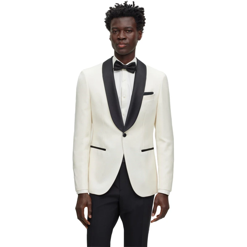 Image of Boss Mens Harvers Structured Shoulders Jacket White male 40 (50)