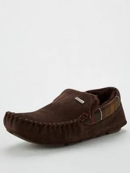 Image of Barbour Monty Slippers, Brown Suede, Size 10, Men