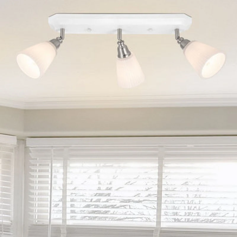 Image of Cosylyte Leverton 3 Light Modern Ribbed Glass Spotlight - White Base