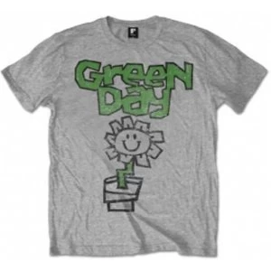 Image of Green Day Flower Pot Mens Grey T Shirt: X Large
