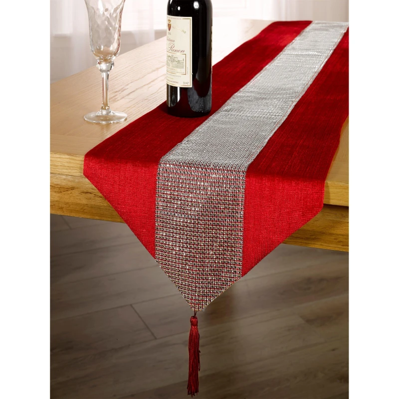 Image of Waterside 7pc Velvet Red Dimante Runner Set Red unisex ONE SIZE