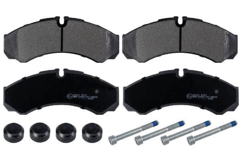 Image of SWAG 33 10 7548 Brake pad set Front Axle, prepared for wear warning indicator, with fastening/mounting material, with fastening material Brake Pad Se