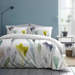 Image of Style Pollensa Floral Watercolour Print 100% Cotton Duvet Cover Set, Multi, King - Appletree
